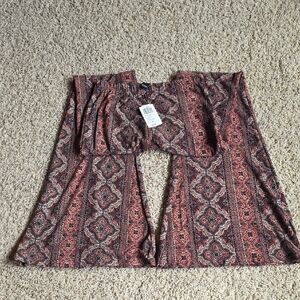 Windsor Red and Black Paisley Bell Bottom Leggings